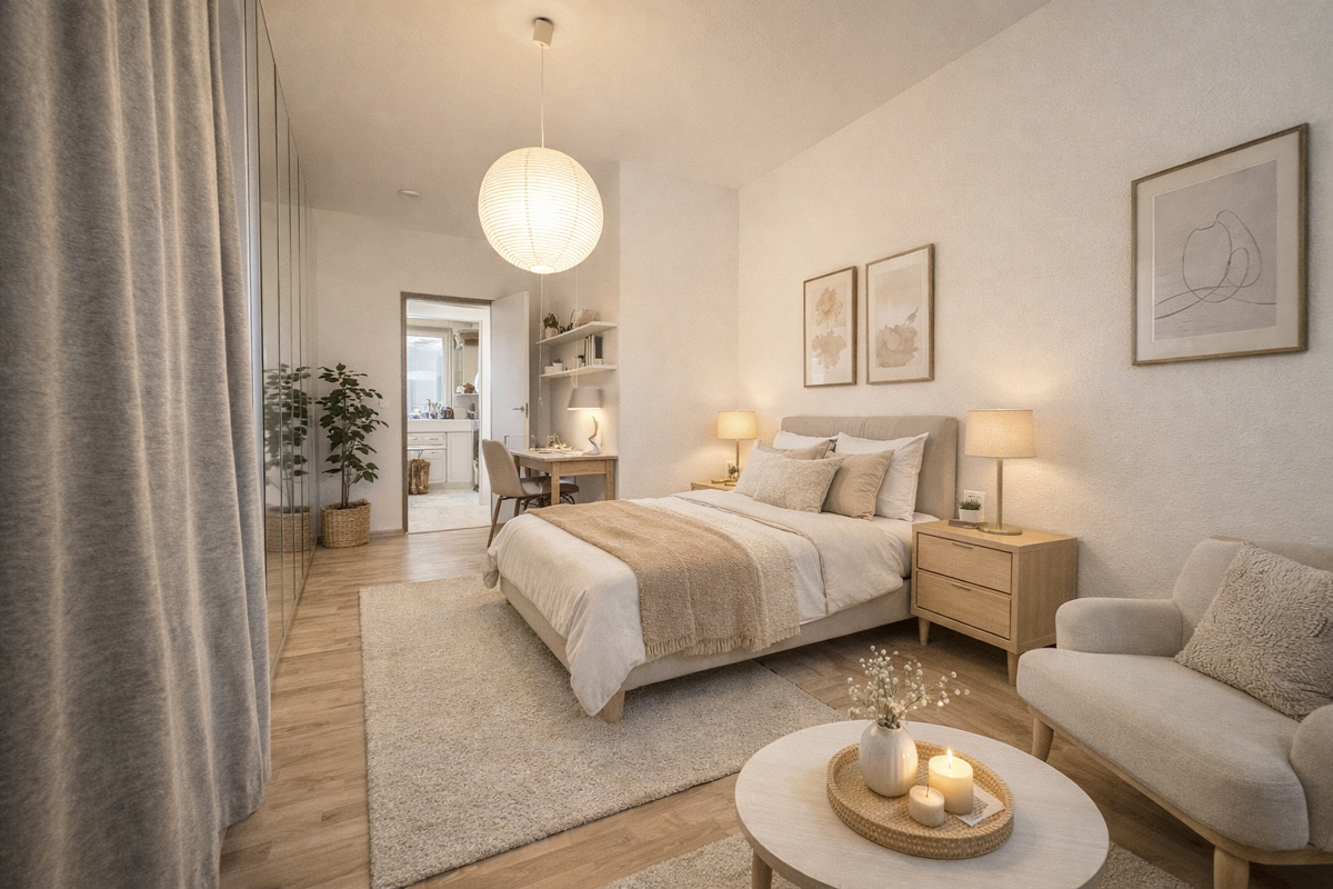 Schlafzimmer- Möblierungsvorschlag