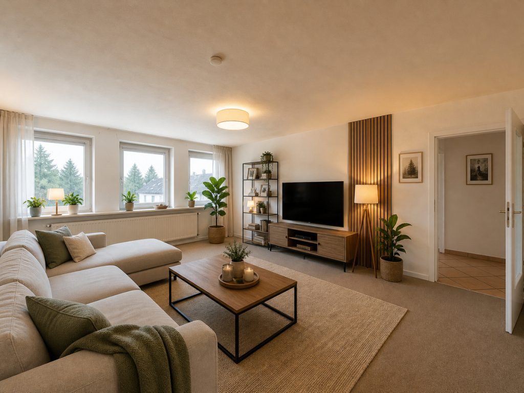 Wohnzimmer – Alternative Einrichtung Immobilienangebot - Aachen / Walheim - Alle - Vermietete DG-Wohnung in Aachen-Walheim – inkl. Garage & Ausbaugenehmigung