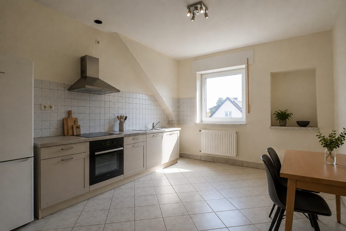 Küche (KI gestaged) Immobilienangebot - Übach-Palenberg - Alle - Großzügiges Zweifamilienhaus mit Einliegerwohnung und weitläufigem Garten