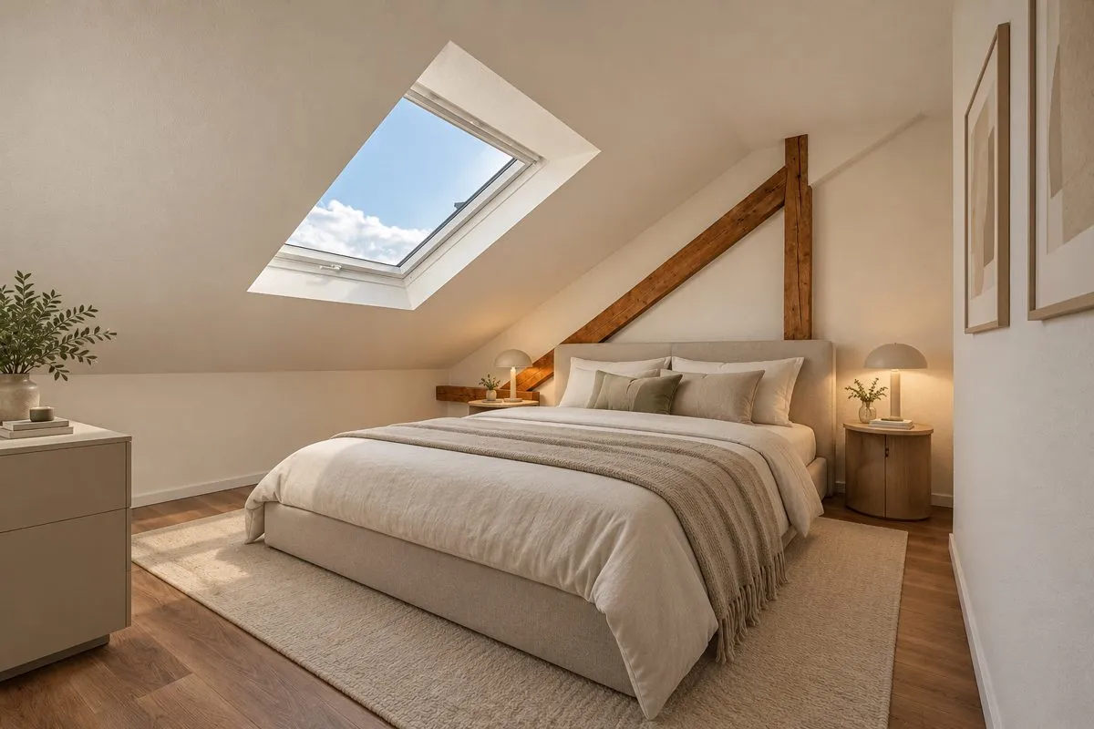 Schlafzimmer (KI Visualisierung) Immobilienangebot - Aachen - Alle - Helle 2-Zimmer-Wohnung im Dachgeschoss – Ideal zur Eigennutzung oder Kapitalanlage